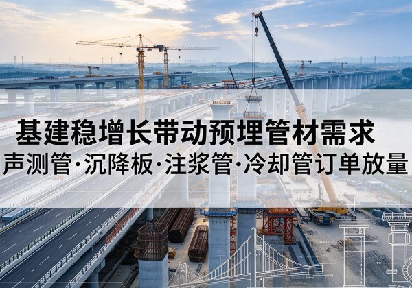 徐水基建稳增长带动预埋监测管材需求，声测管、沉降板、注浆管订单持续放量